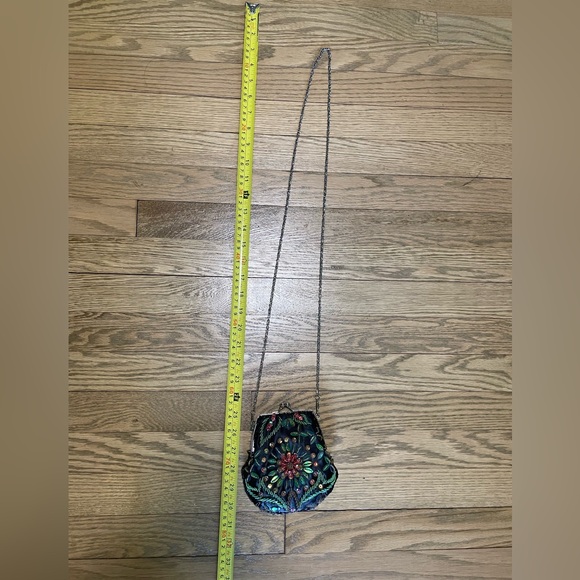 BIJOUX TERNER Clutch Purse w/ Metal Clasp & Chain Hand Beaded Evening Bag - Picture 7 of 8